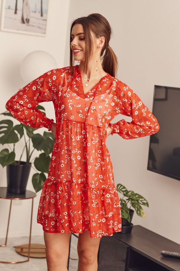 FASARDI Two-piece red floral dress