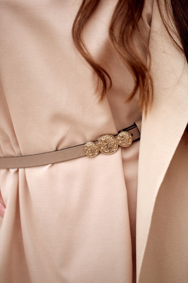 FASARDI Úzký dámský kožený pásek s béžovou sponou