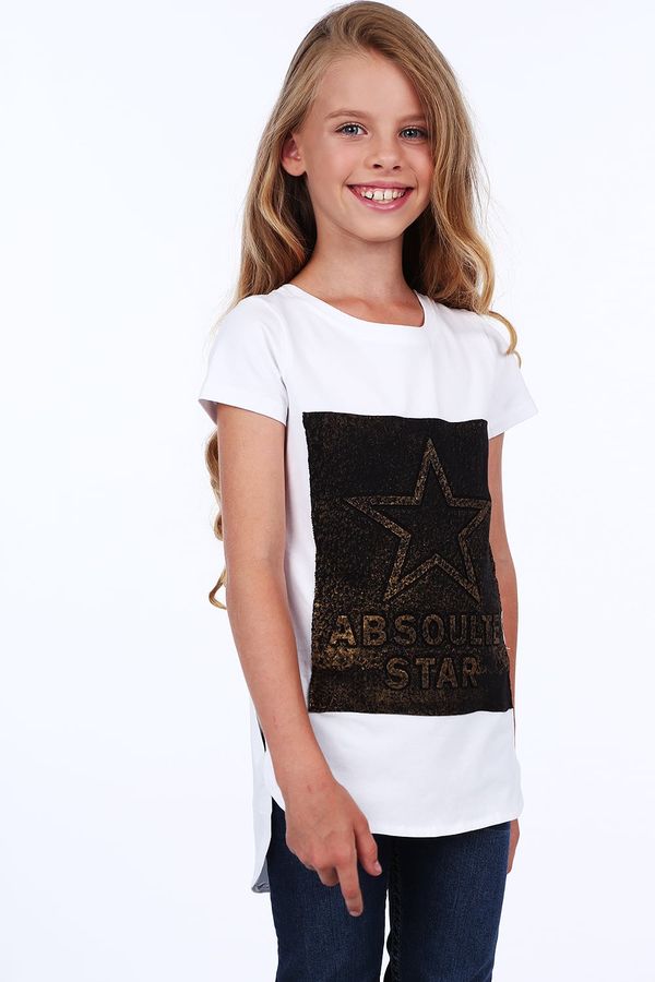 FASARDI White girl's T-shirt with longer back