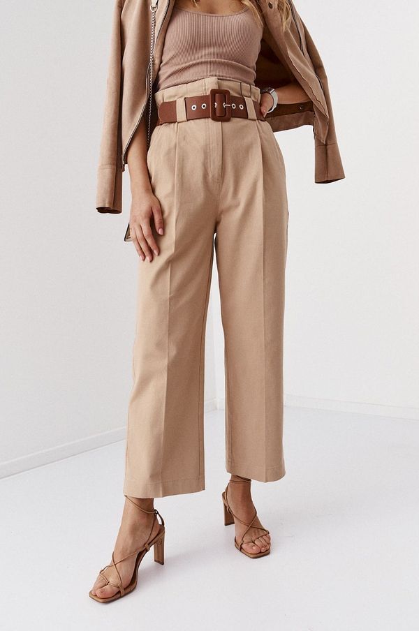 FASARDI Wide trousers with camel rubber