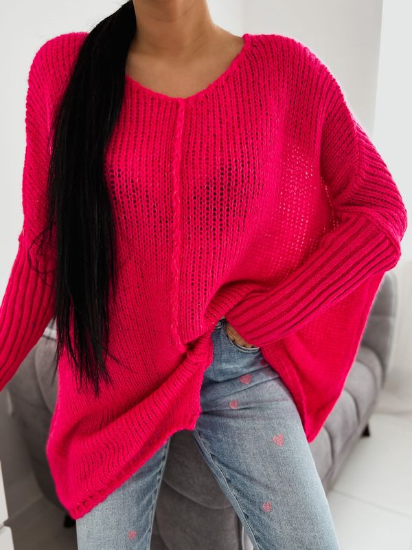 FASARDI Women's asymmetrical oversize sweater pink SF5