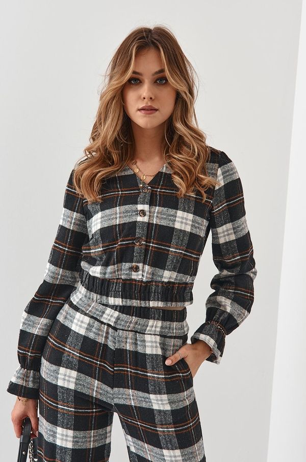 FASARDI Women's Black Flannel Checkered Set
