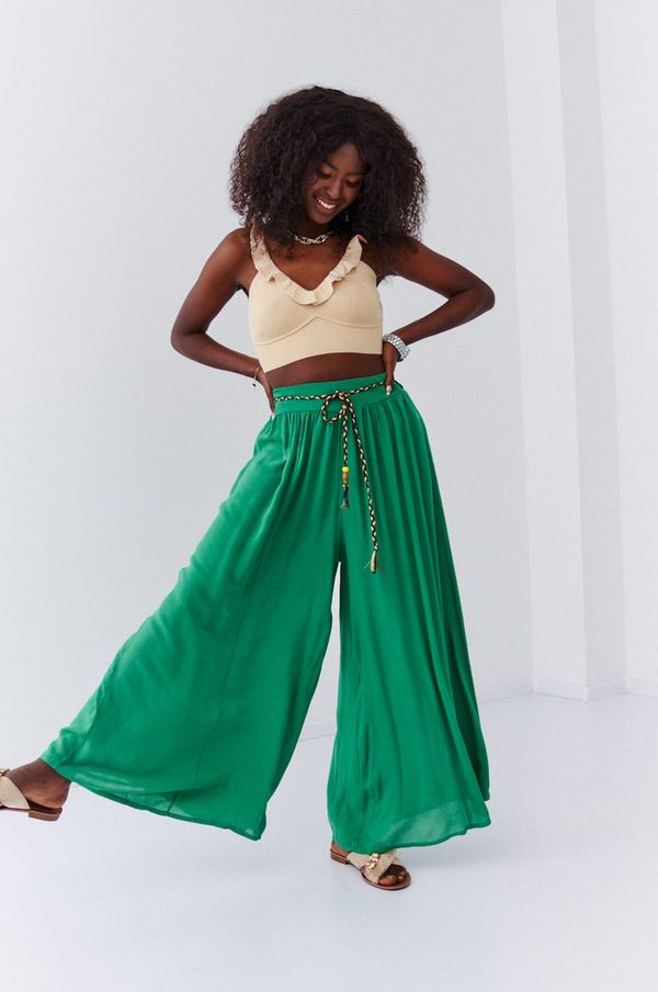 FASARDI Women's culotte trousers green color with elastic band