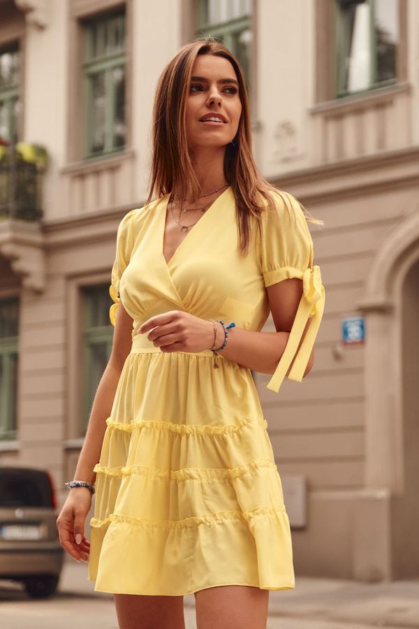 FASARDI Yellow summer dress with short sleeves