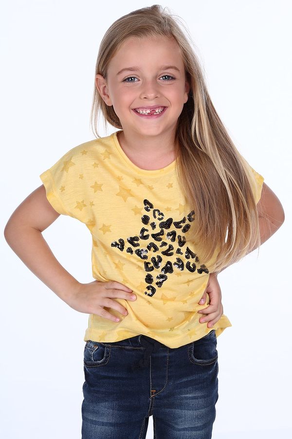 FASARDI Yellow T-shirt with sequins with star