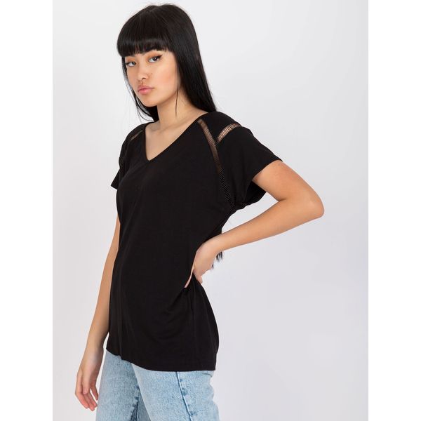 Fashionhunters A black viscose casual blouse with cutouts