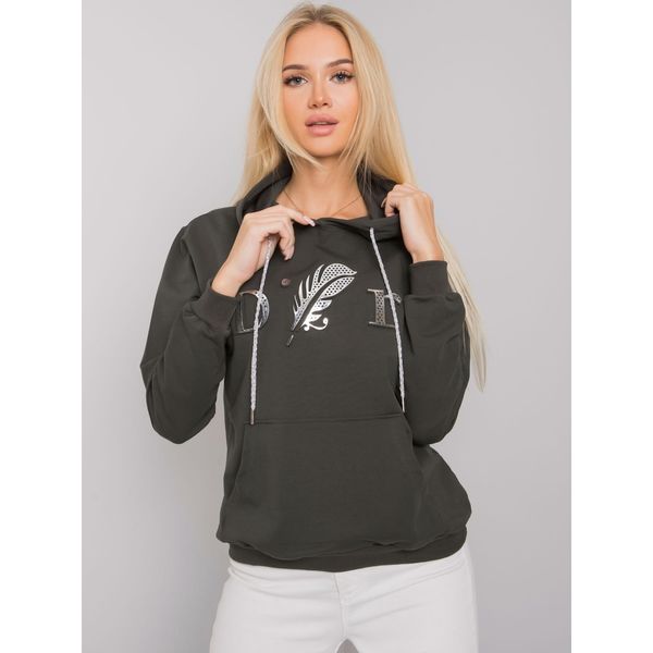 Fashionhunters A dark khaki kangaroo sweatshirt with a Sheridan hood