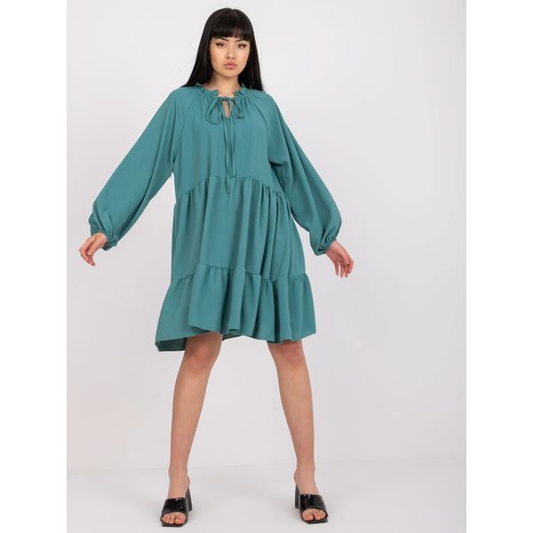 Fashionhunters A sea dress with a frill and long sleeves