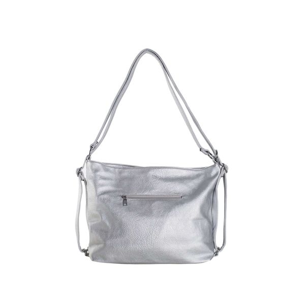 Fashionhunters A silver backpack bag 2in1 made of ecological leather