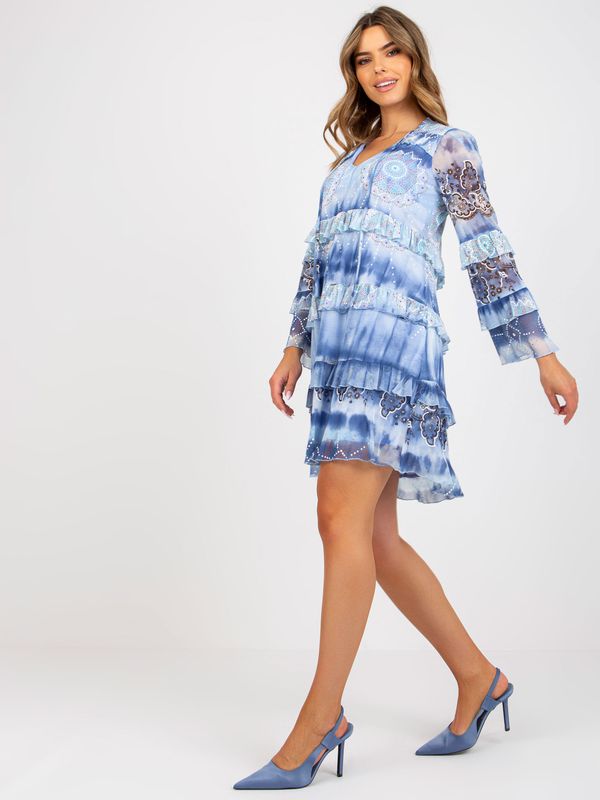 Fashionhunters Airy blue minidress with ruffles