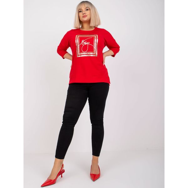 Fashionhunters Angelicay red plus size 3/4 sleeve blouse