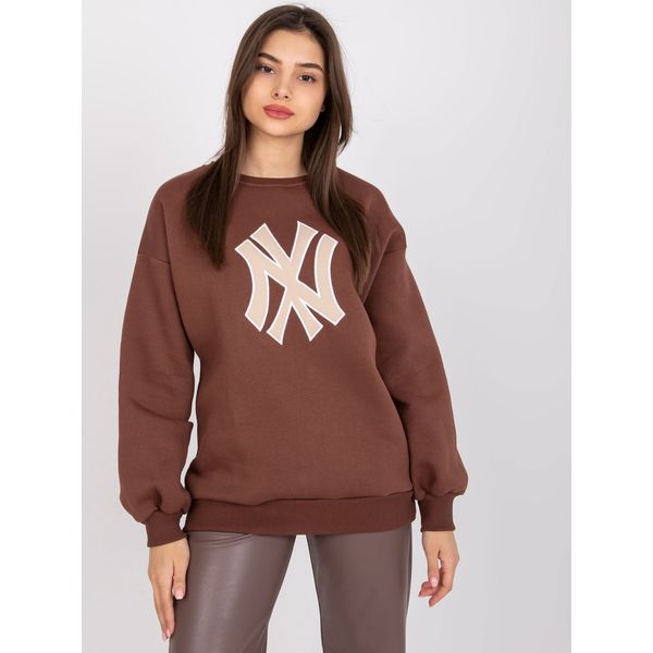Fashionhunters Auriane dark brown cotton sweatshirt