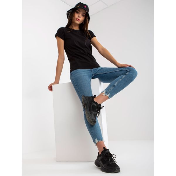 Fashionhunters Basic black plain cotton t-shirt