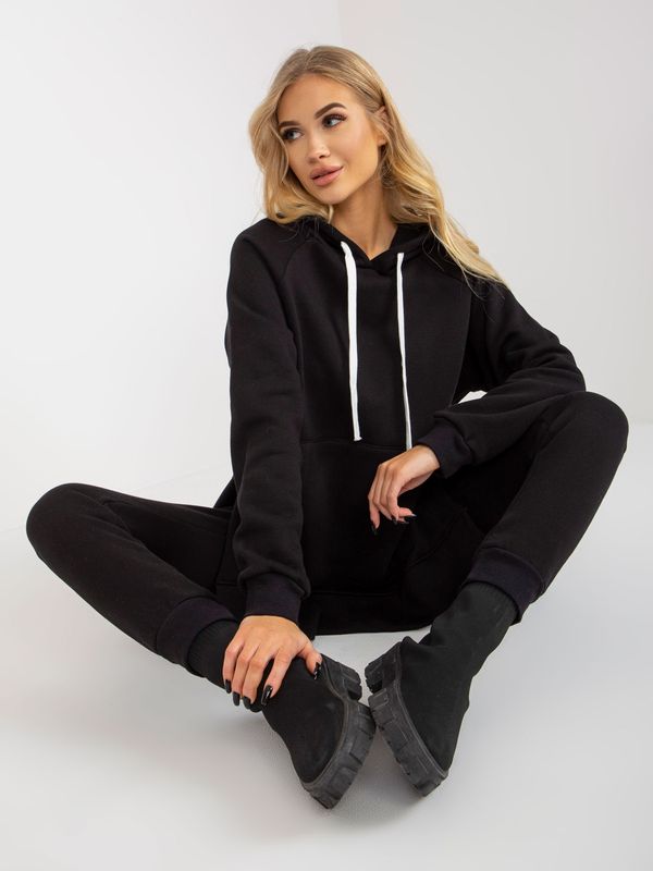 Fashionhunters Basic black tracksuit with oversized sweatshirt