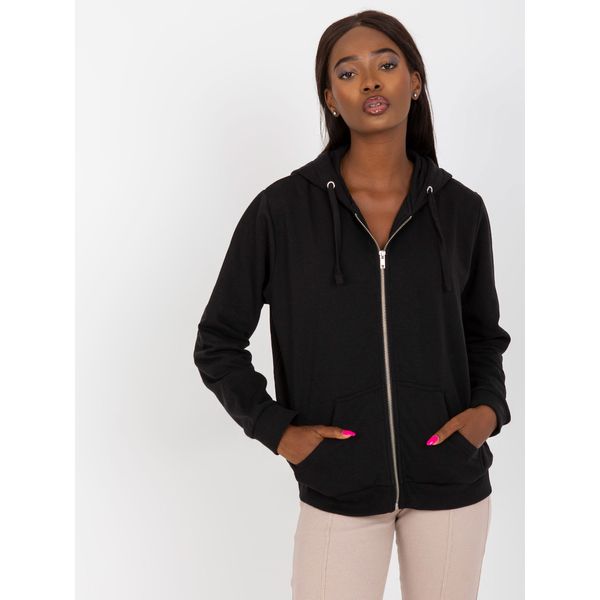 Fashionhunters Basic black zipped sweatshirt with pockets