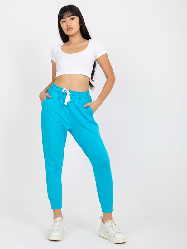Fashionhunters Basic blue sweatpants with elastic waistband