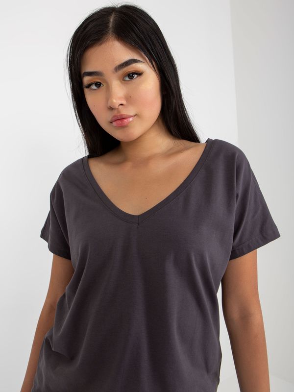 Fashionhunters Basic Charcoal V-Neck T-Shirt by Emory