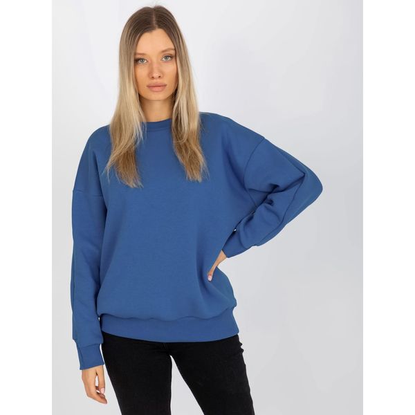 Fashionhunters Basic dark blue oversize sweatshirt
