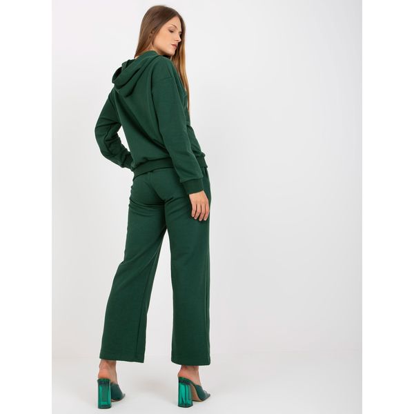 Fashionhunters Basic dark green sweatshirt set with pants