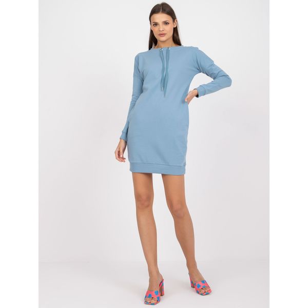 Fashionhunters Basic dusty blue sporty dress