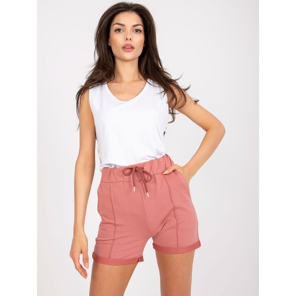 Fashionhunters Basic dusty pink casual shorts with a high waist