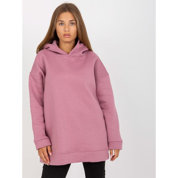 Fashionhunters Basic dusty pink sweatshirt with a hood