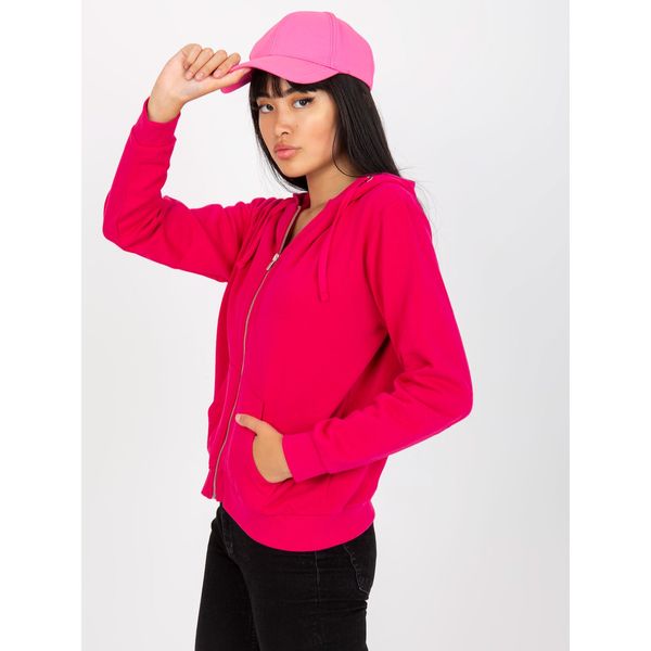 Fashionhunters Basic fuchsia sweatshirt with pockets