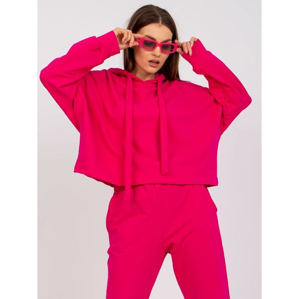 Fashionhunters Basic fuchsia tracksuit set with a hoodie