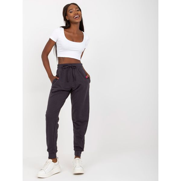 Fashionhunters Basic graphite sweatpants with pockets