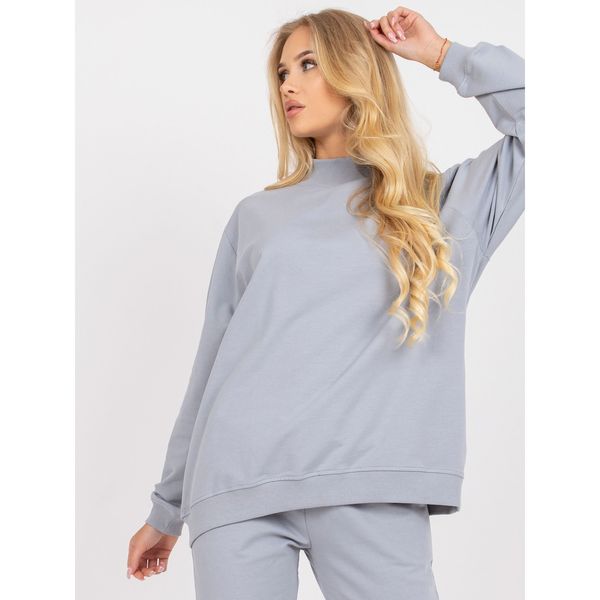 Fashionhunters Basic gray oversize sweatshirt with long sleeves