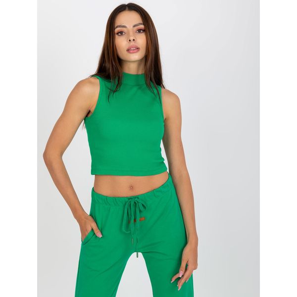 Fashionhunters Basic green cotton striped top