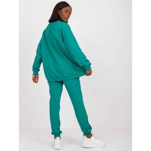 Fashionhunters Basic green cotton sweatshirt without a hood