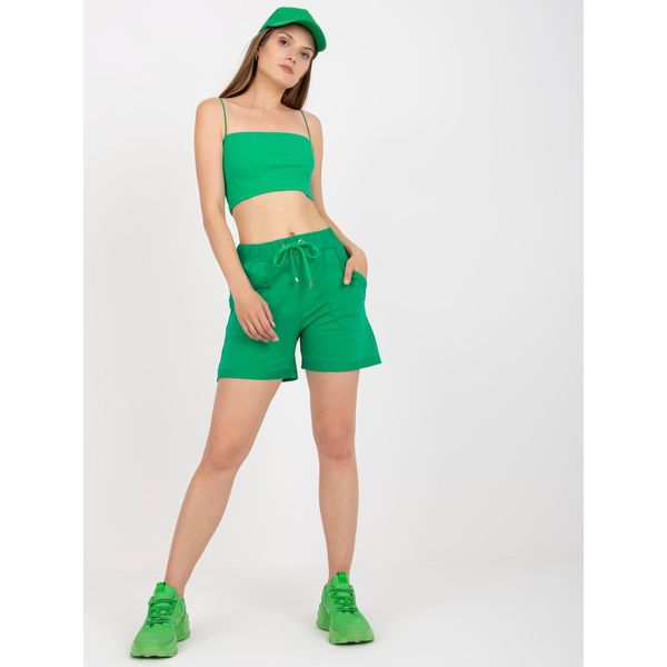 Fashionhunters Basic green high waist shorts