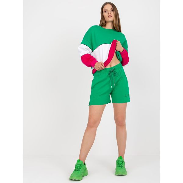 Fashionhunters Basic green sweat shorts made of RUE PARIS cotton