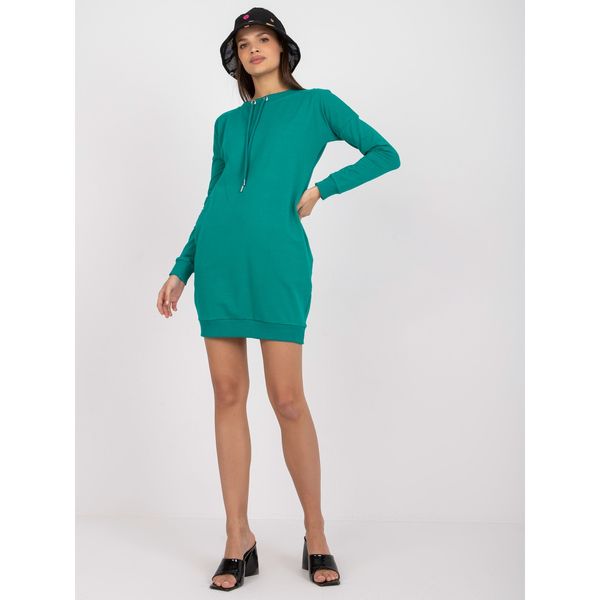 Fashionhunters Basic green sweatshirt dress with long sleeves