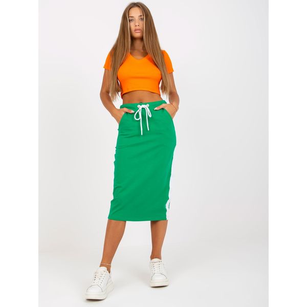 Fashionhunters Basic green sweatshirt midi skirt with RUE PARIS binding