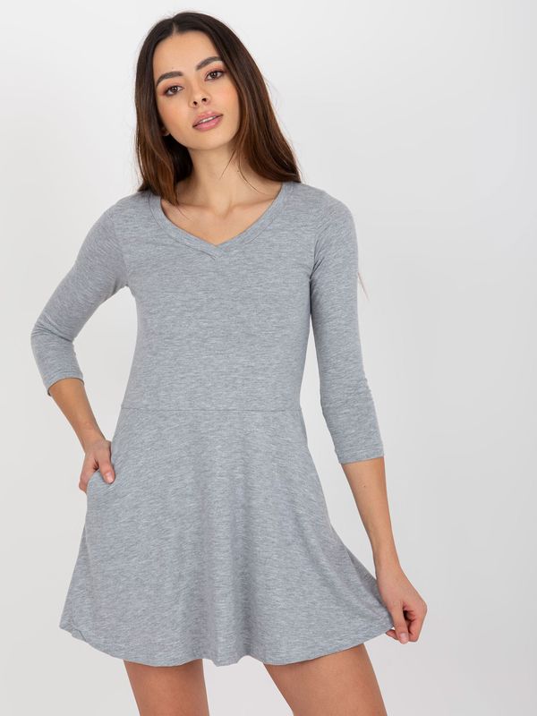 Fashionhunters Basic Grey Flowing Minidress