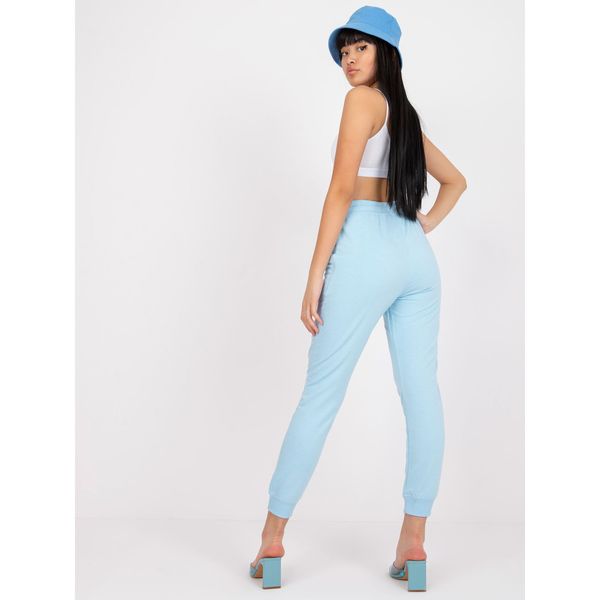 Fashionhunters Basic light blue sweatpants with a Shail binding