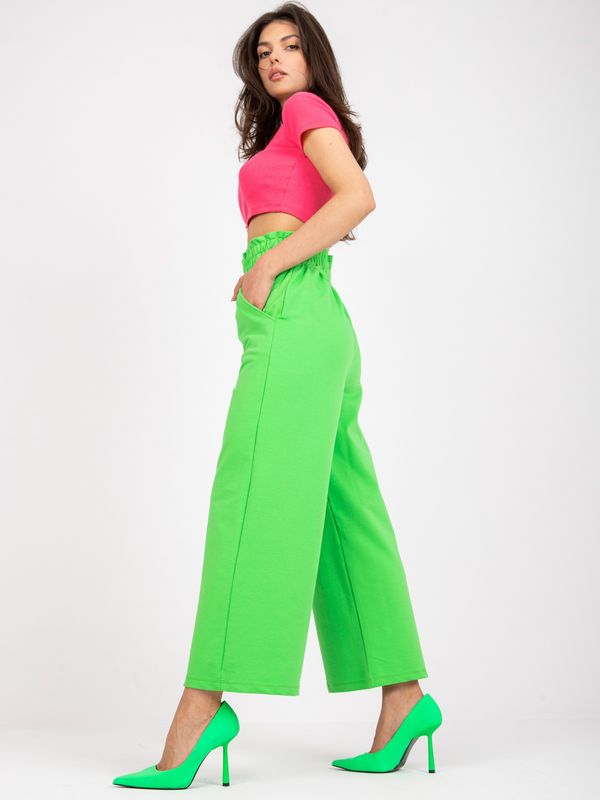 Fashionhunters Basic light green sweatpants with high waist