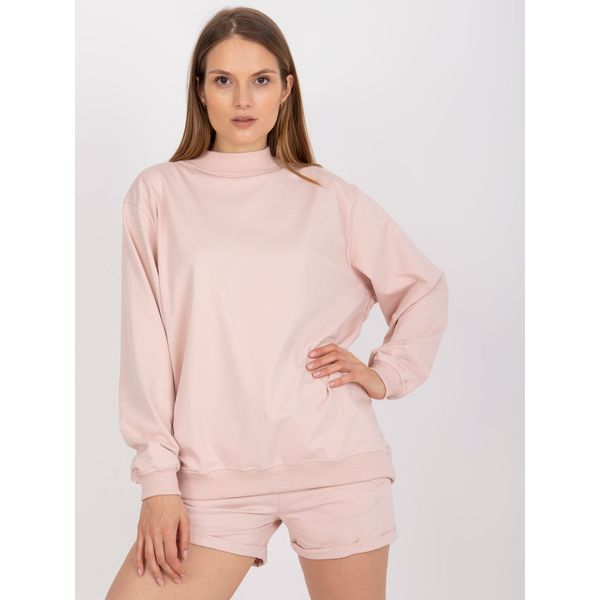 Fashionhunters Basic light pink cotton sweatshirt