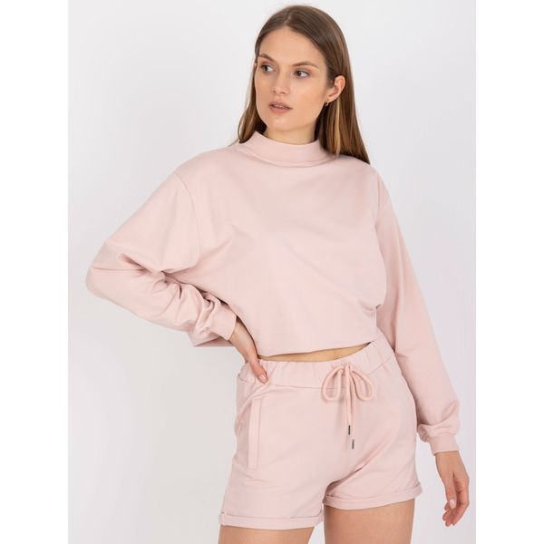 Fashionhunters Basic light pink sweatpants with a high waist