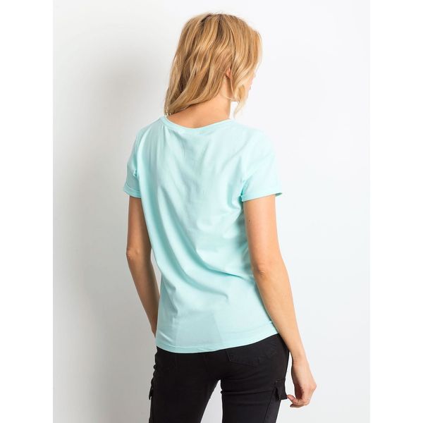 Fashionhunters Basic mint cotton t-shirt for women