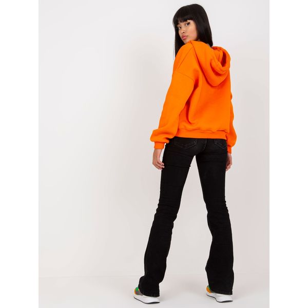 Fashionhunters Basic orange sweatshirt with V-neck