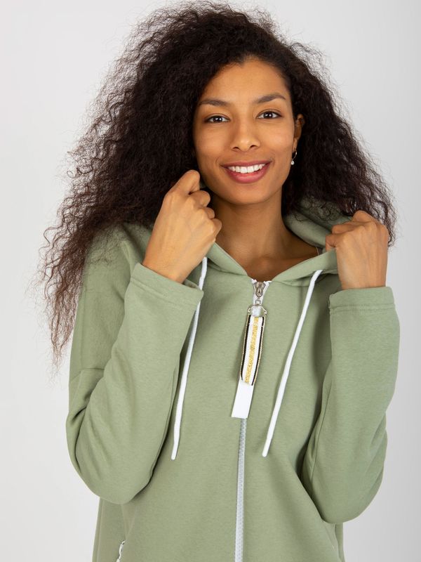 Fashionhunters Basic pistachio sweatshirt with long zipper by Stunning
