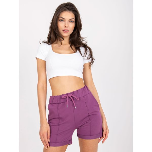 Fashionhunters Basic purple casual shorts with pockets