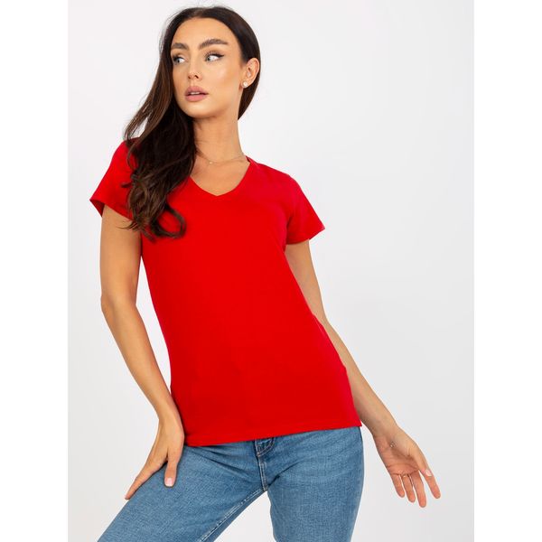 Fashionhunters Basic red women's short-sleeved t-shirt