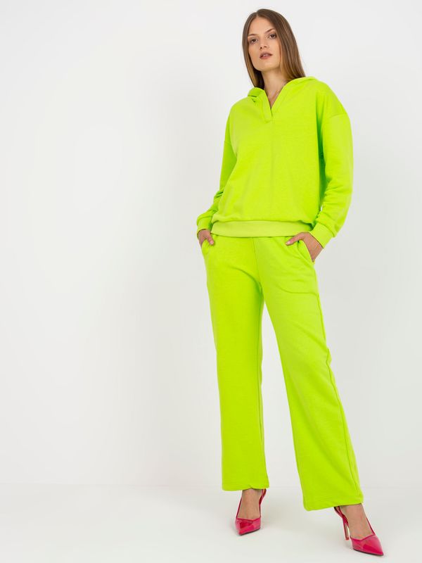 Fashionhunters Basic set of sweatshirt in lime green with sweatshirt