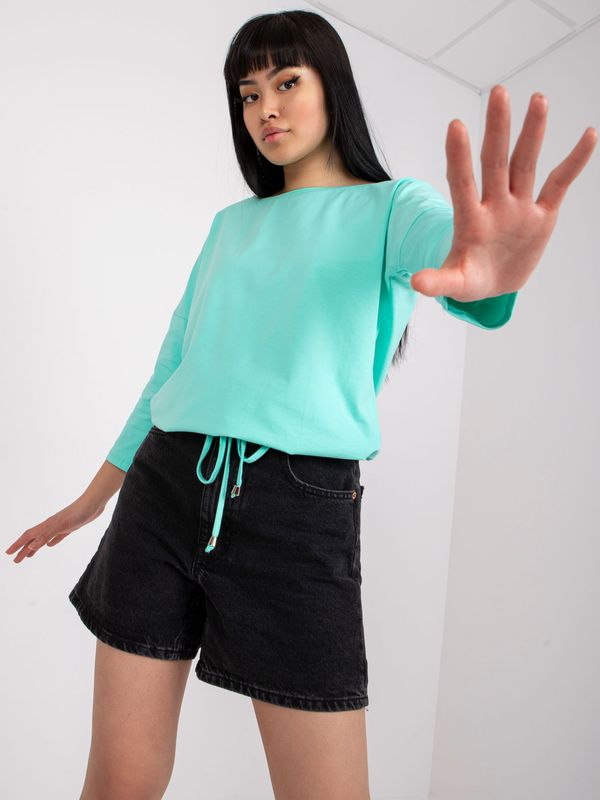 Fashionhunters Basic turquoise blouse made of Fiona cotton