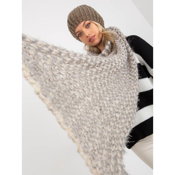 Fashionhunters Beige and gray women's knitted scarf