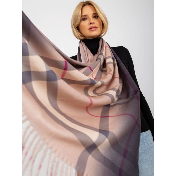 Fashionhunters Beige checked scarf with viscose